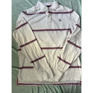 Vintage Y2K Men’s Abercrombie & Fitch Pink Stripe L/S Muscle Polo M L